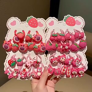 Set 10 Dây Cột Tóc Cao Su Hình Gấu Dâu Tây Dễ Thương Cho Bé Gái