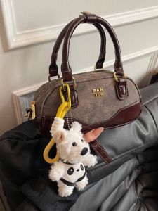 กระเป๋าสะพายข้างผู้หญิงสีบล็อก 2024 กระเป๋าสะพายข้างทรงกลมสำหรับฤดูใบไม้ร่วงและฤดูหนาว กระเป๋าถือแบบสะพายไหล่ข้างเดียว