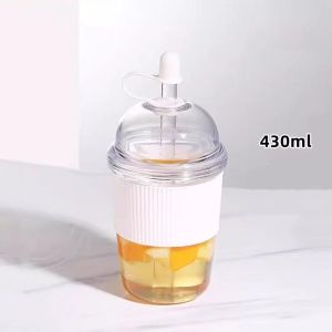 430ML Straw Cup With Lid Bubble Boba Tea Cups Large Capacity Tea Coffee Milk Cup Ins Style Water Bottles For Office Juice Mug