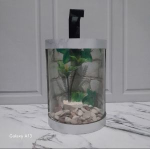 Aquatube Akuarium Tabung Minimalis 15cm - Estetik & Kokoh untuk Ikan Cupang Meja Kerja