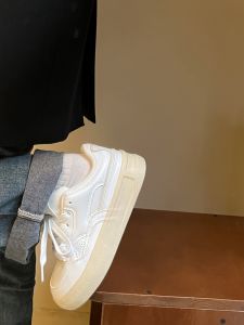 Womens Versatile Thick Bottom Sneakers Spring 2024 New Style Casual Breathable Mesh Sports Leisure Shoes round Toe Rubber Outsole