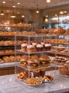 2/3-Tier Acrylic Display CaseCountertop Pastry Display Case Bread Display case Party Cake Cabinet Cosmetic Case
