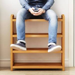 Bamboo Three-layer Simple Shoe Rack