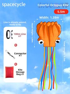 SPACECYCLE | Kids Adults Octopus Soft Kite Easy Flying Wind Professional High-end
