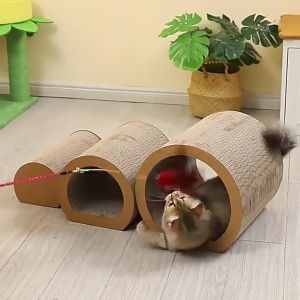 Cats Toys Cat Scratching Board 3 In 1 Cat Scratcher Kitten Cat Scratching Board Tunnel Design Corrugated Scratcher/Mainan Kucing