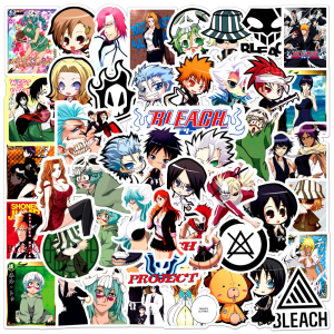Bandai | Bộ 50 Hoạt Hình BLEACH Graffiti PVC Dán Chống Thấm Nước DIY Laptop Trang Trí Có Thể Tái Sử Dụng Trẻ Em Sổ Lưu Niệm Đồ Chơi Đường Kính 5Cm