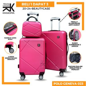Koper Polo Geneva 023 - Koper Set - Ukuran Bagasi - Koper Polo - Tas Travel - Fiber Hardcase - 3 in 1 - Anti Pecah - Koper Murah - Roda 4 - Anti Air - Cewek - Cowok - Beli 1 Dapat 3 - Gratis Ongkir - Koper Promo -  Make Up - Bayar Di Tempat -Garansi