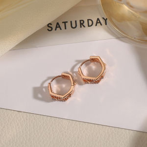 Fashionable Personalized Micro Studded Unique Earrings with Circles Light Luxury High-End Feeling Ear Studs Earrings for