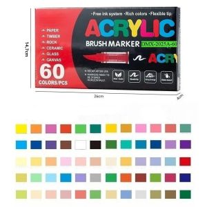 Bộ Bút Vẽ Acrylic 12-120 Màu Đầu Cọ Dùng Cho Đá Gỗ Vải Bố Thủ Công DIY Quà Tặng Giáng Sinh