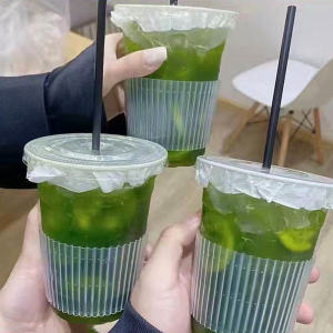 Ly Uống Nước Trong Suốt Dùng Một Lần Có Nắp Và Túi Ủ