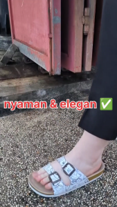 ERGE 37-40 Sandal Selop Wanita Flat Slip On Desney Nevadaa Casual Putih