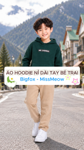 Áo nỉ bé trai Bigfox size đại 10-15 tuổi N26 Áo hoodie có mũ túi bụng thời trang cho bé 30-52kg