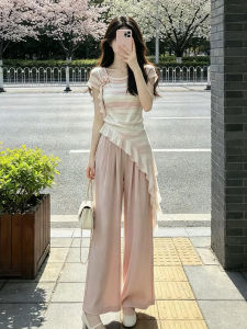 SENWA | Pink Striped Womens Summer Two-piece Set