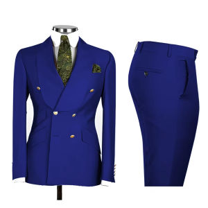 2 Pieces Set Luxury Royal blue Jacket Pant Wedding Groom Tuxedo Classic Mens Tailored Fashionable Elegant Mens Suits