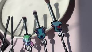 Interstellar Baby Makeup Brushes Set - 5pcs Anime Stitch Ohana Makeup Brush Kit for Women Teen Girls (Stitch makeup brushes 3) (3)