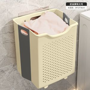 Suction Cup Foldable Dirty Clothes Hamper Wall Mounted Laundry Basket Bathroom Clothes Organizer Dirty Laundry Storage Basket