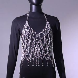 เสื้อชั้นในสตรีกลวงคริสตัล แคทวอล์คนางแบบเสื้อผ้าผู้หญิง เครื่องประดับ โซ่ร่างกาย รุ่น3797