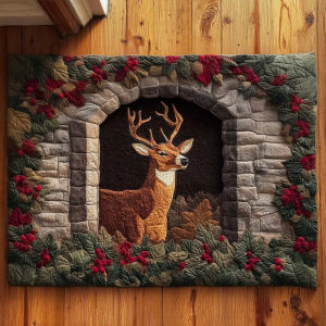 VIKAMA Christmas Doormat 3D Vortex Snow Village Brick Breakthrough Santa Pattern for Xmas Holiday Home Entrance Decor Floor Mat