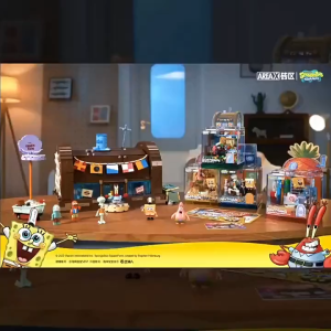 Areax Cartoon SpongeBob SquarePants Crab Castle King Restaurant Building Blocks Assembling Toy desk decor Building Block Decoration ornament kids toy New Year Gift