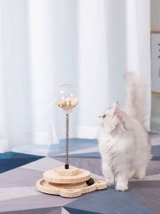 【READY-STOCK】Wood Cat Toy Leaking Ball Cat Turntable Leaking Food Toy Puzzle Interactive Pet Toy Teaser 猫咪漏食球宠物玩具 猫咪玩具 猫咪解闷神器