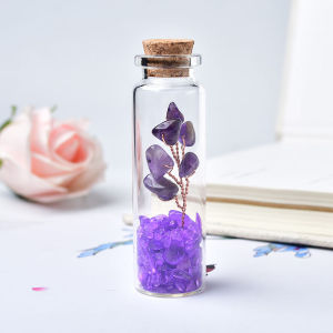 Chai Ước Nguyện Bằng Thủy Tinh Pha Lê Tự Nhiên Với Đá Chữa Bệnh Đá Aventurine Đá Thạch Anh Hồng Đá Jasper Đỏ Cây May Mắn Trôi Nổi Quà Tặng Sinh Nhật