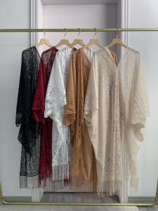Elegant Lace Summer 2024 New Womens Fashionable Versatile Ethnic Tassel Outerwear Flag Robe Shawl Chic Shoulder Cover