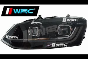 Volkswagen Polo Vento 2011 - 2018 Projector Headlamp With Light Bar + Signal Running ( Clear + Black )