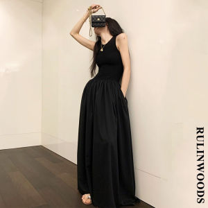 RULINWOODS Đầm Ôm Eo Đầm Thời Trang Nữ Maxi Không Tay