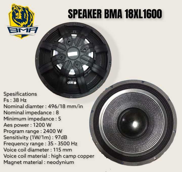 SPEAKER BMA 18 INCH SPIKER BMA 18XL1600 NEO ORIGINAL Garansi
