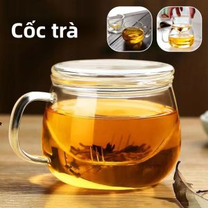 Bộ Cốc Thủy Tinh Dày Có Nắp Đậy 350ml Ly Cà Phê Trà Rượu Chịu Nhiệt Thủy Tinh Trong Suốt Đồ Uống Bằng Thủy Tinh Cho Văn Phòng Tại Nhà