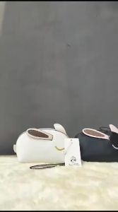 BJ62128 - BROWN/BLACK/BEIGE TAS POUCH MOTIF BUNNY LUCU SLEMPANG JINJING HANDBAG WANITA FASHION KOREA CHINA IMPORT MODIS ELEGAN TERMURAH TERLARIS TERBARU BAGSTORE JAKARTA TAS BATAM ZCJ2128