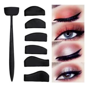 6-in-1 Instant Winged Eyeliner Stamp Set - Professional Cat Eye Stencil Tool with Replaceable Heads & Drying Stand Symmetrical