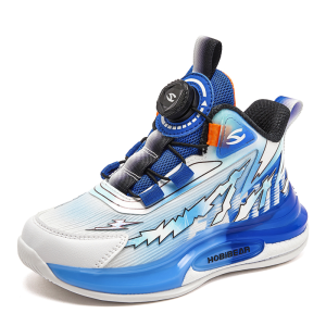 Kids Basketball Shoes Boys Girls Rotating Buckle Cool Fabric Preschooler Sport Footwear 27-39 Non-slip Flexible Fashion Style Durable Comfy Teenagers Athletic Boots Trendy Primary School Students Kindergarten Infants Pupils Training 6s Children Sneakers