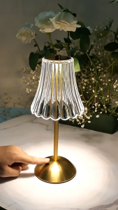 LED Crystal Table Lamp Dimmable Decoration Light 3 Colors Rechargeable Lamp 6000mAh Battery Operated Vintage Ambient Light For Bedroom Bar Cafe Hotel Study