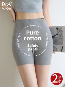 miiow | Pure Cotton Safety Pants Underwear Womens High Waist Briefs Anti-Light Non-Rolling Edge Summer New Style Bottoming Trousers