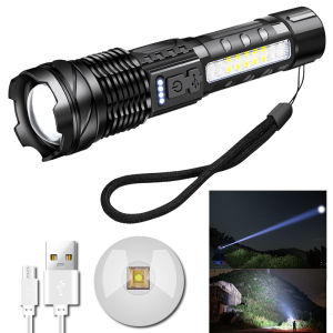 XIWANGFire | XHP50 and COB Strong Light Flashlight Portable USB C Rechargeable Bright Household LED Lamp Built-in Battery with Power Display