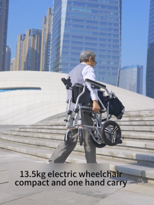 Ziivievs Foldable Lightweight Electric Wheelchair with Controller 300W Brushless Motor Powered Wheelchair 13.2Ah Lithium Battery 45CM Seat Width