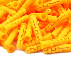 250pcs 6x30mm Plastic Expansion Tube Nylon Wall Anchor Yellow Self-tapping Screw Drywall Concrete Hollow Fixing