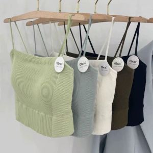 เสื้อกั๊กสายเดี่ยวสั้นคอวีแขนกุดสำหรับผู้หญิงในฤดูใบไม้ผลิปี 2025 ดีไซน์ใหม่พร้อมแผ่นเสริมหน้าอก เสื้อชั้นในแบบอเนกประสงค์