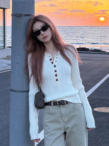 YUANYA | Old Money Style Semi-Open Collar Slim Fit Knitwear