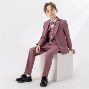 lontakids 4Pcs Boys Suit Tuxedo Blazer Jacket Pants Vest Bowtie Set Kids Formal Suits for Wedding Party Attire 2-14 Years