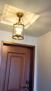 TOMAX 44CM Brass Birdcage Chandelier - Glass Cylinder Pendant Light for Entrance Staircase Restaurant & Bar Warm Lighting 1 Year Warranty