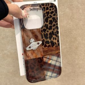 Browns Leopard Print Splicing 16Pro Phone Case 14Plus High End 15 Elegance 1312Promax Tinfoil Pattern 11 Personality X Small Niche XS Cute XSMax Flat Fruit XR Womens Set