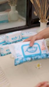 TỔNG KHO_Thùng 10 gói khăn ướt cao cấp cho trẻ sơ sinh không mùi Ecobi gói 80 tờ không chất bảo quản an toàn cho làn da