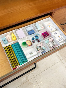 Expandable Drawer Organizer Box Kitchen Office Stationery Jewelry Miscellaneous Items Storage Container Rectangular PET Plastic