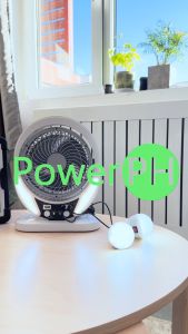 POWERPH 8inch Rechargeable Electric Solar Fan With 4W Solar Panel 2 LED Light Electric Charger
