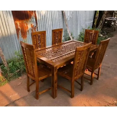 meja makan kepang kayu jati asli kursi 6 ready stok COD