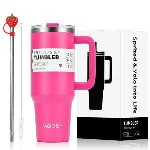 WATERSY 30/40oz Stainless Steel Insulated Water Bottle Large Capacity Thermal Cup for Coffee Vacuum Flask Mugs With Handle Straw