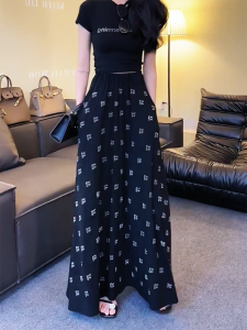 Váy Midi Cạp Cao Xếp Ly Thời Trang Mùa Hè 2025 Có Túi Dáng Rộng Che Hông Phong Cách Thường Ngày Váy Midi Dài Hợp Thời Trang