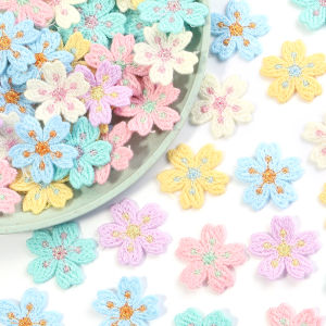 20Pcs/Lot 24mm Embroidery Flower Appliques Multicolor Clothing Patches Sticker For DIY Ornaments Sewing Supplies Accessories